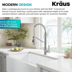 KRAUS Britt Single Handle Pull Down Kitchen Faucet in Spot-Free Stainless Steel