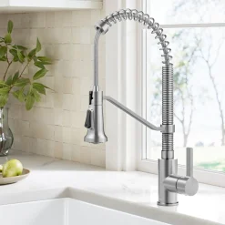 KRAUS Britt Single Handle Pull Down Kitchen Faucet in Spot-Free Stainless Steel
