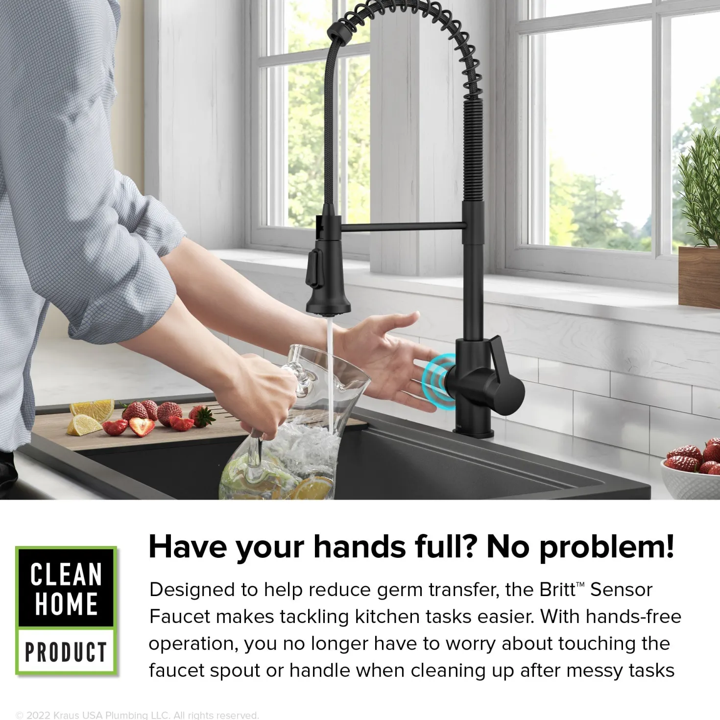 KRAUS Britt Touchless Pull-Down Single Handle Faucet in Matte Black