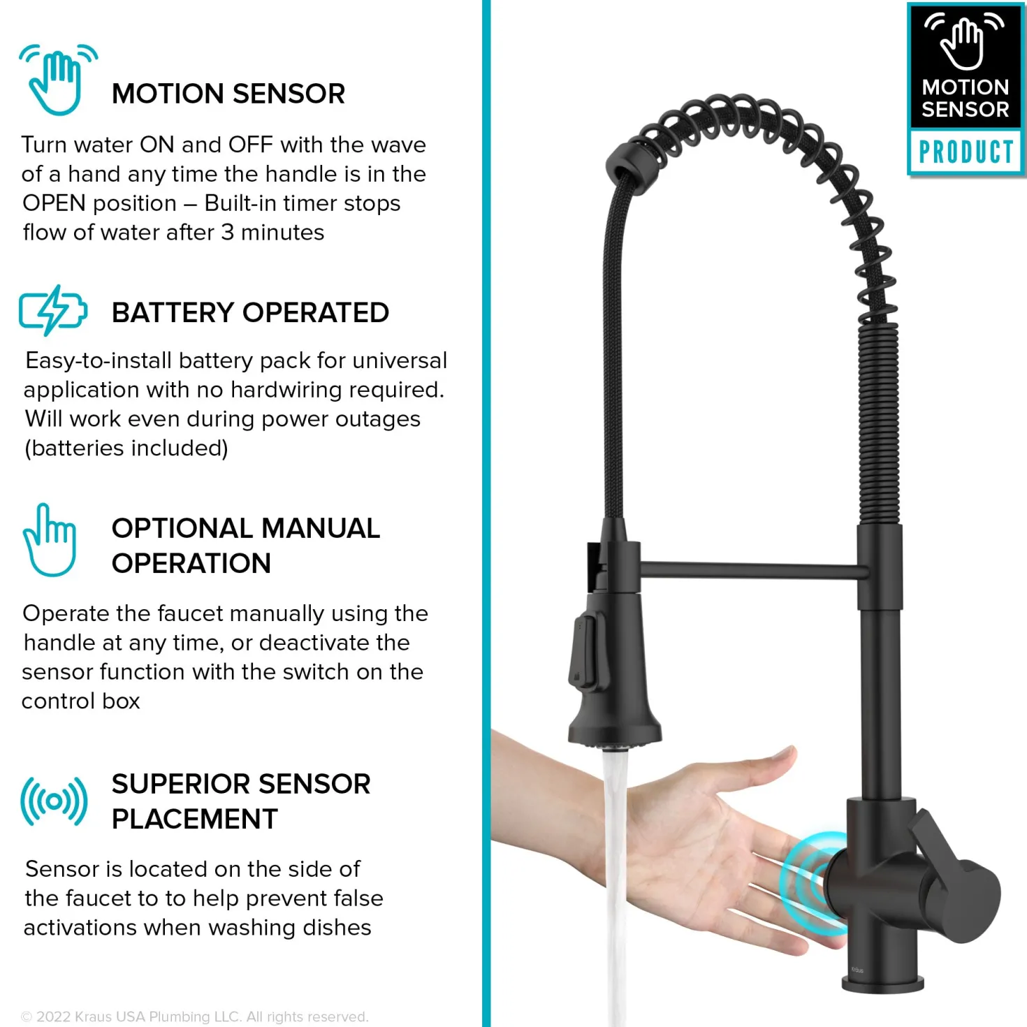 KRAUS Britt Touchless Pull-Down Single Handle Faucet in Matte Black