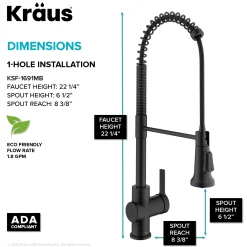 KRAUS Britt Touchless Pull-Down Single Handle Faucet in Matte Black
