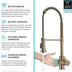 KRAUS Britt Touchless Pull-Down Single Handle Faucet in Spot Free Antique Champagne Bronze
