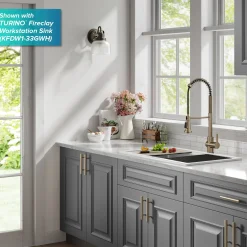KRAUS Britt Touchless Pull-Down Single Handle Faucet in Spot Free Antique Champagne Bronze