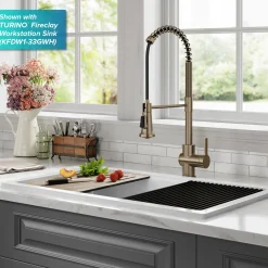 KRAUS Britt Touchless Pull-Down Single Handle Faucet in Spot Free Antique Champagne Bronze