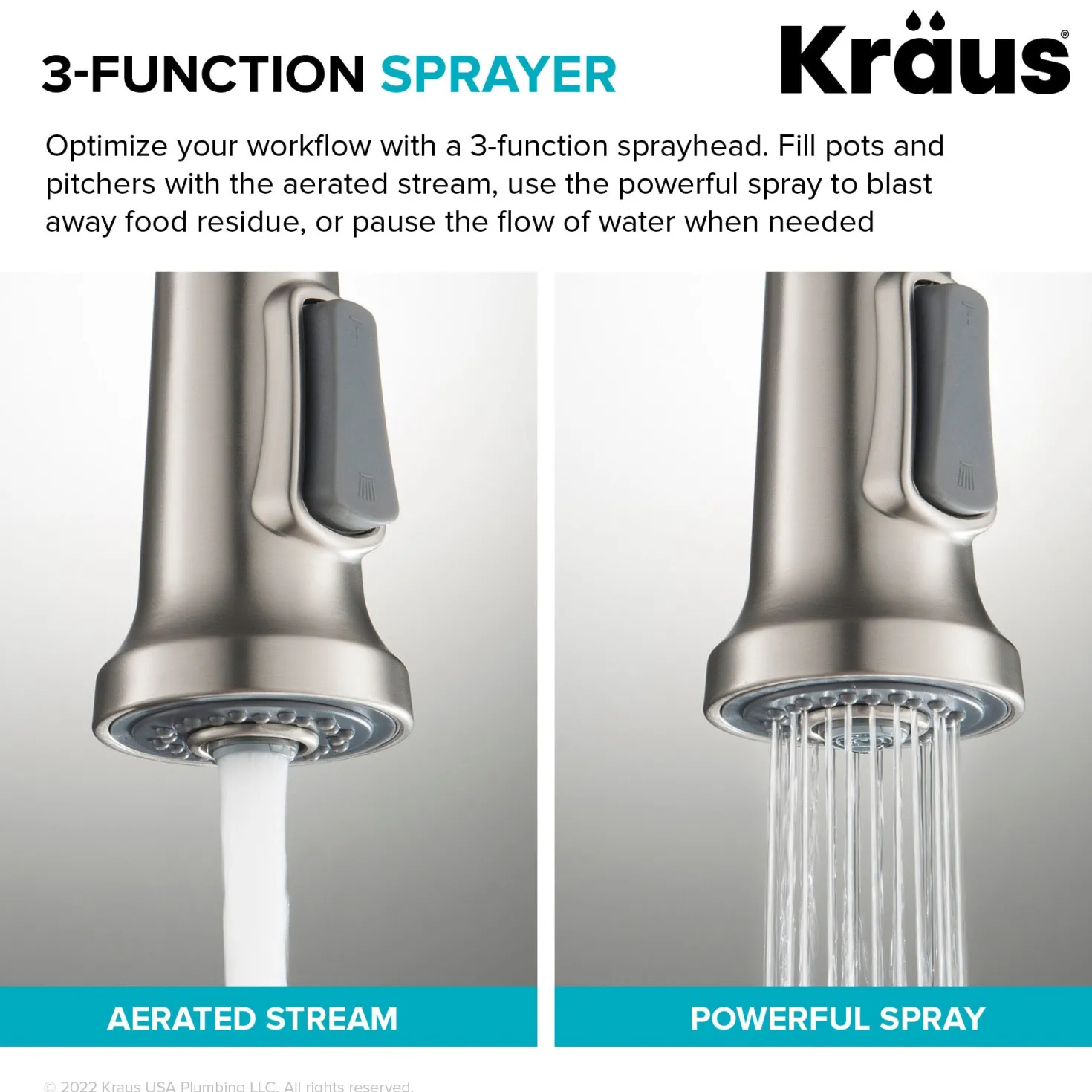 KRAUS Britt Touchless Pull-Down Single Handle Faucet in Spot Free Antique Champagne Bronze