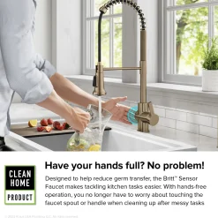 KRAUS Britt Touchless Pull-Down Single Handle Faucet in Spot Free Antique Champagne Bronze