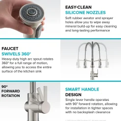 KRAUS Britt Touchless Pull-Down Single Handle Faucet in Spot Free Stainless Steel
