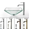KRAUS Clear Aquamarine Glass Vessel Sink and Ramus Faucet