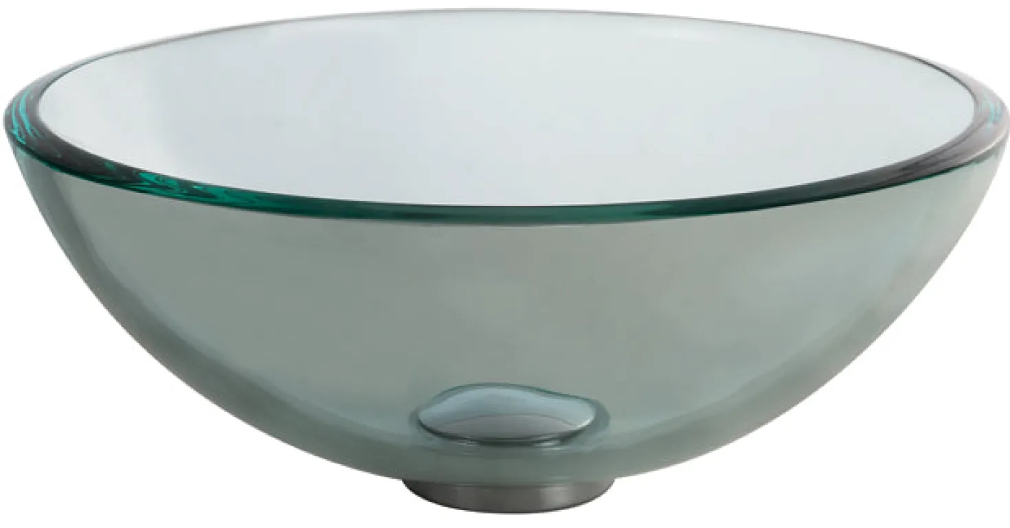 KRAUS Clear 14" Glass Vessel Bathroom Sink with PU-MR