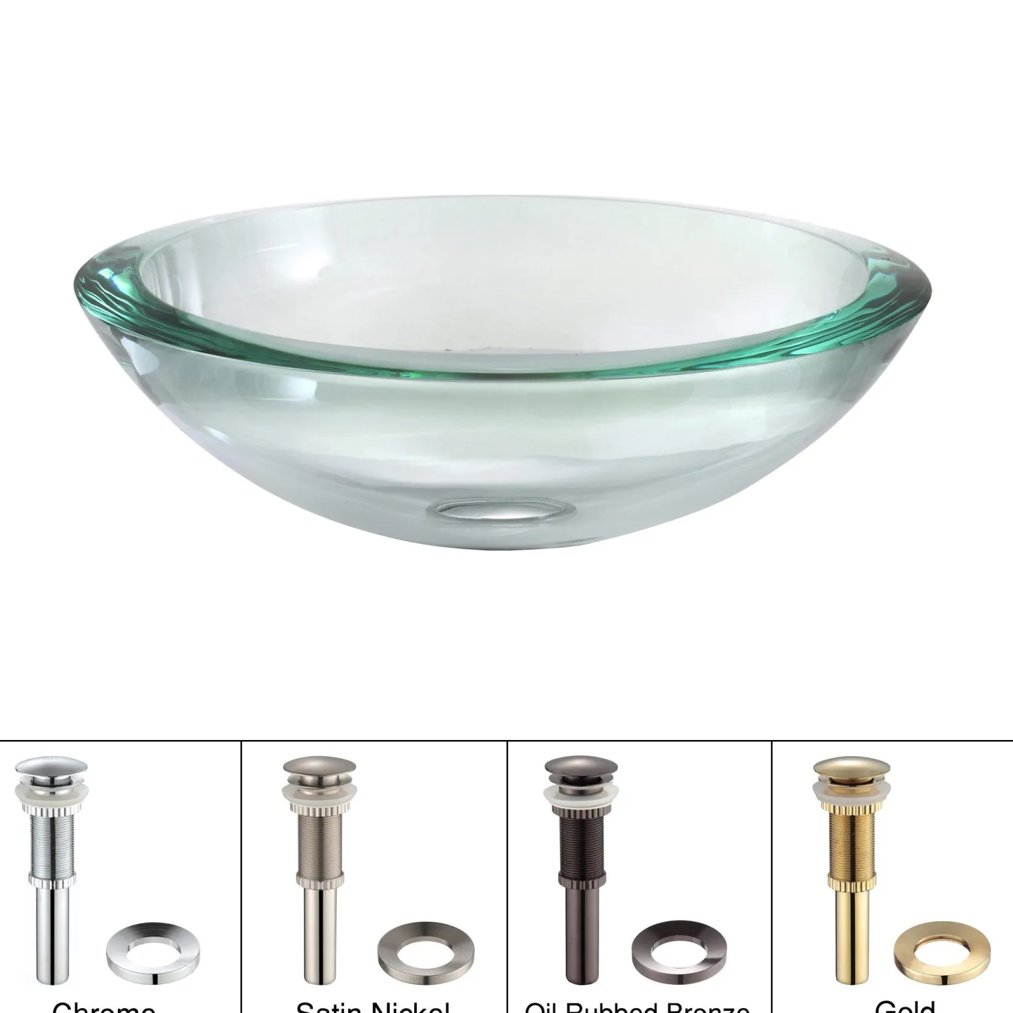 KRAUS Clear 34mm edge Glass Vessel Bathroom Sink with PU-MR