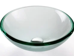 KRAUS Clear 19mm thick Glass Vessel Bathroom Sink with PU-MR