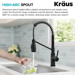 KRAUS Coda Commercial Style Single Handle Pull Down Kitchen Faucet in Matte Black