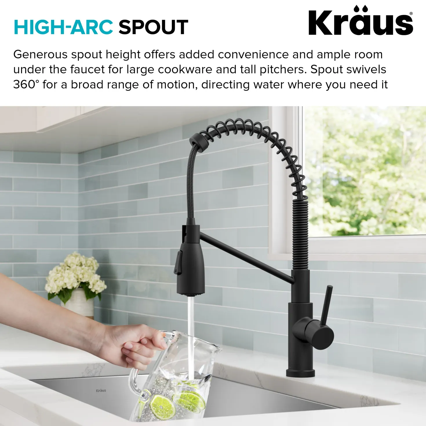 KRAUS Coda Commercial Style Single Handle Pull Down Kitchen Faucet in Matte Black