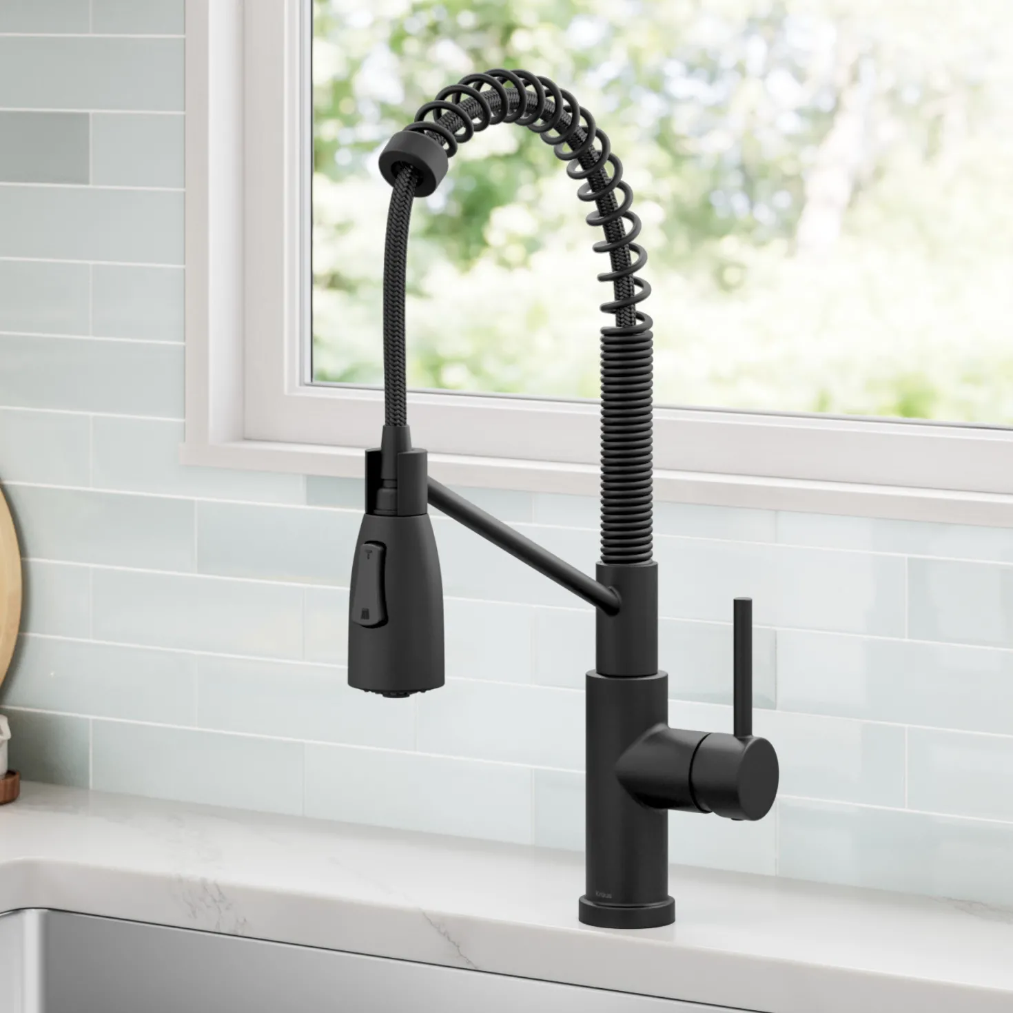 KRAUS Coda Commercial Style Single Handle Pull Down Kitchen Faucet in Matte Black