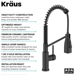 KRAUS Coda Commercial Style Single Handle Pull Down Kitchen Faucet in Matte Black