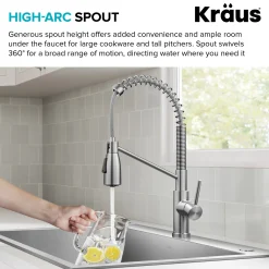 KRAUS Coda Commercial Style Single Handle Pull Down Kitchen Faucet in Spot-Free Stainless Steel