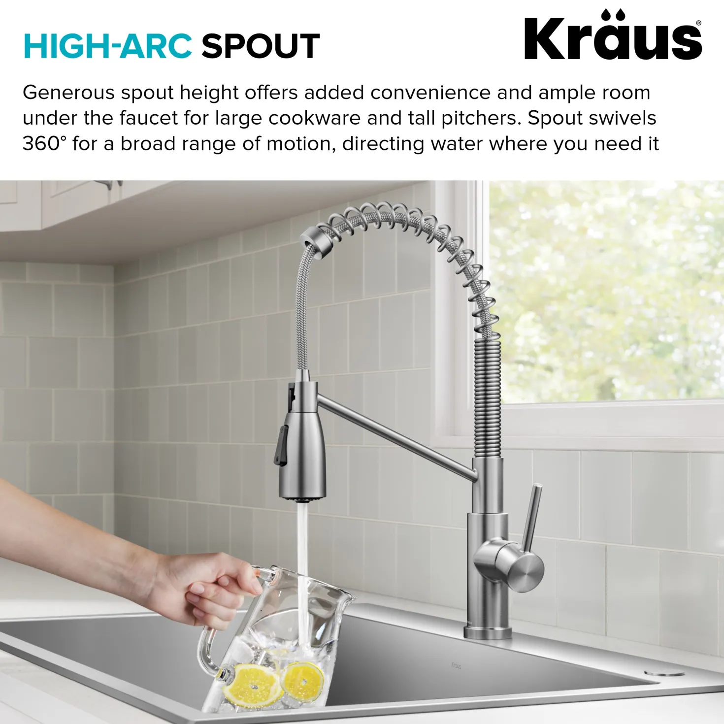 KRAUS Coda Commercial Style Single Handle Pull Down Kitchen Faucet in Spot-Free Stainless Steel