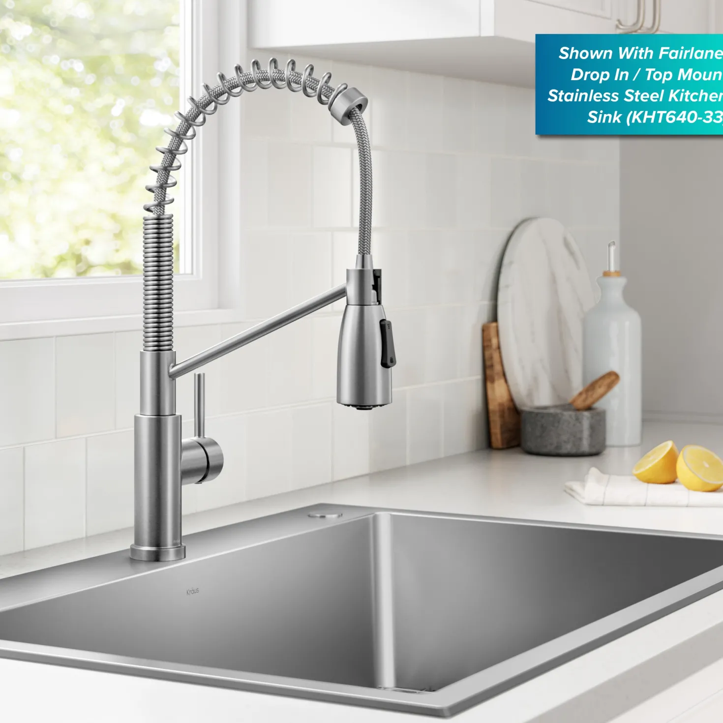 KRAUS Coda Commercial Style Single Handle Pull Down Kitchen Faucet in Spot-Free Stainless Steel