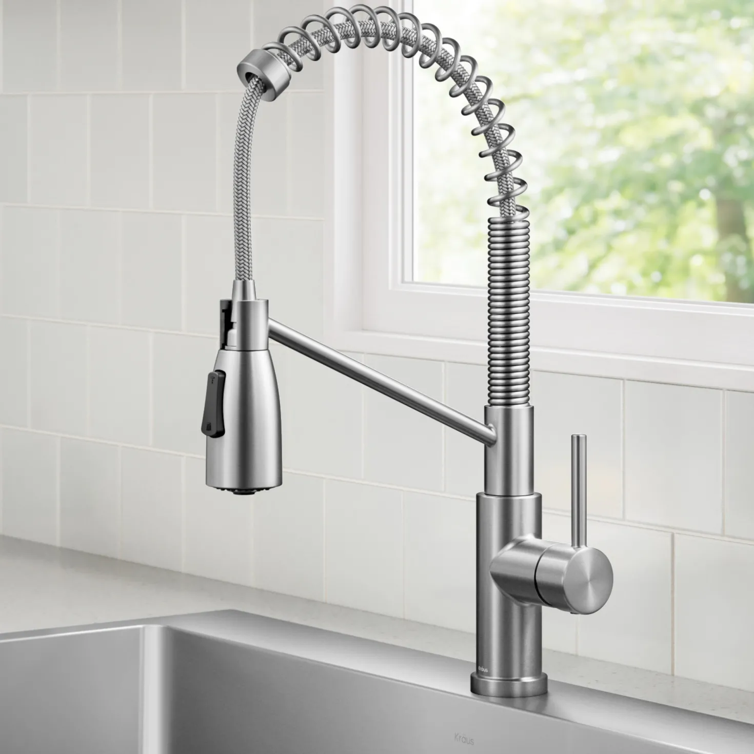 KRAUS Coda Commercial Style Single Handle Pull Down Kitchen Faucet in Spot-Free Stainless Steel