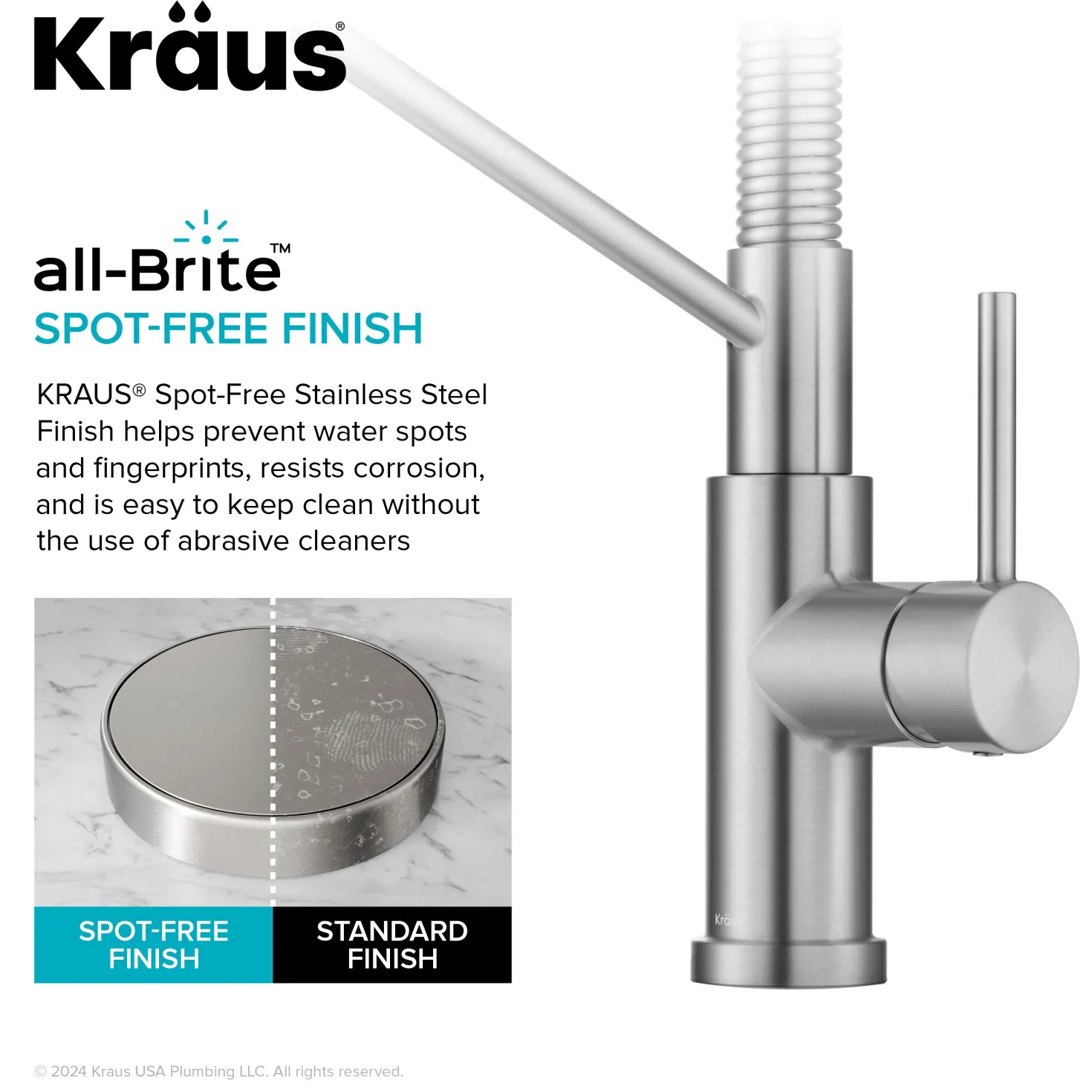 KRAUS Coda Commercial Style Single Handle Pull Down Kitchen Faucet in Spot-Free Stainless Steel