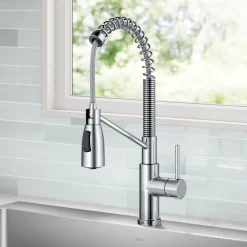 KRAUS Coda Commercial StyleSingle Handle Pull Down Kitchen Faucet in Chrome