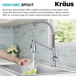 KRAUS Coda Commercial StyleSingle Handle Pull Down Kitchen Faucet in Chrome