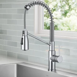 KRAUS Coda Commercial StyleSingle Handle Pull Down Kitchen Faucet in Chrome