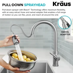 KRAUS Coda Single Handle Pull Down Kitchen Faucet in Matte Black