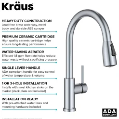KRAUS Coda Single Handle Pull Down Kitchen Faucet in Chrome