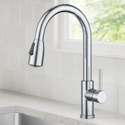 KRAUS Coda Single Handle Pull Down Kitchen Faucet in Chrome