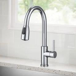 KRAUS Coda Single Handle Pull Down Kitchen Faucet in Chrome