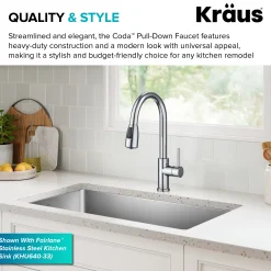 KRAUS Coda Single Handle Pull Down Kitchen Faucet in Chrome