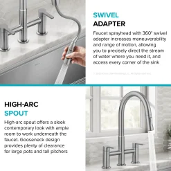 KRAUS Contemporary Bridge Kitchen Faucet with Spray-Head in Matte Black