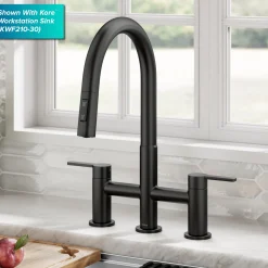 KRAUS Contemporary Bridge Kitchen Faucet with Spray-Head in Matte Black