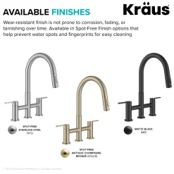 KRAUS Contemporary Bridge Kitchen Faucet with Spray-Head in Spot-Free Stainless