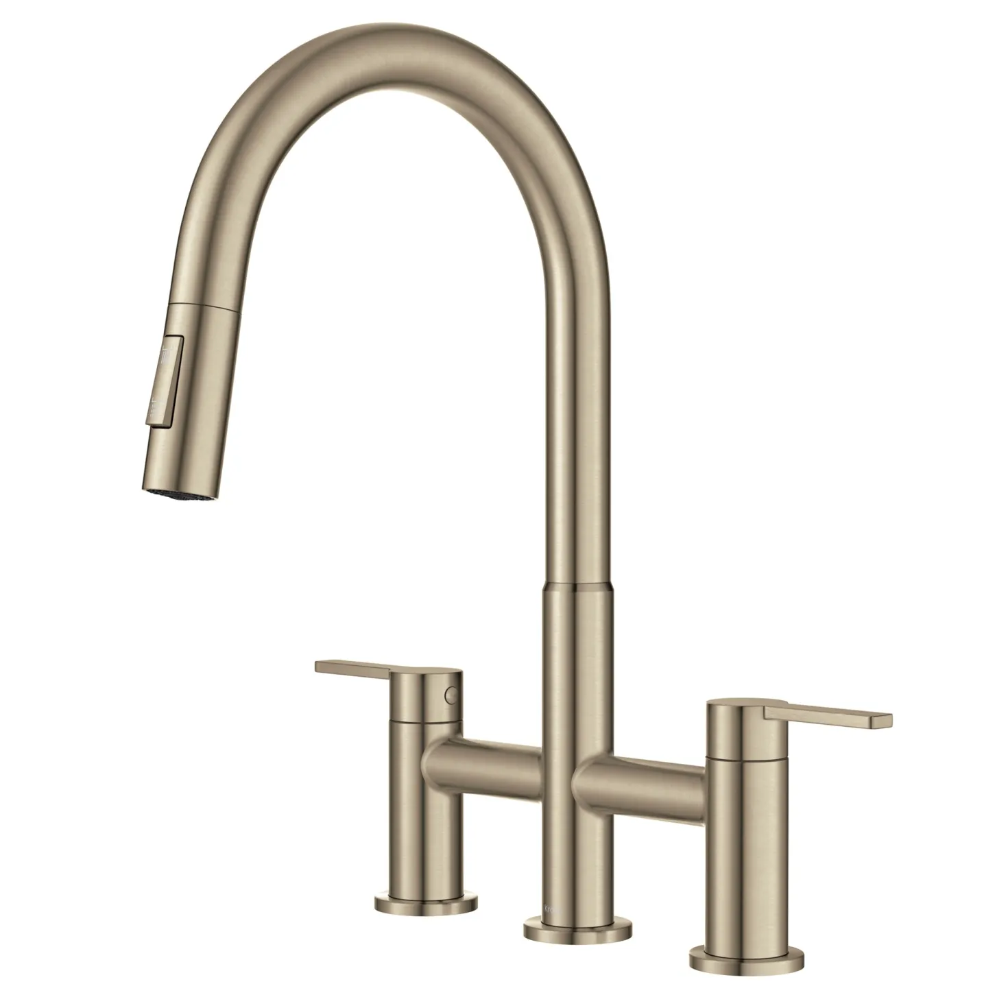 KRAUS Contemporary Bridge Kitchen Faucet with Spray-Head in Antique Bronze