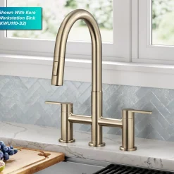 KRAUS Contemporary Bridge Kitchen Faucet with Spray-Head in Antique Bronze