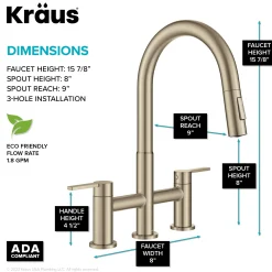 KRAUS Contemporary Bridge Kitchen Faucet with Spray-Head in Antique Bronze