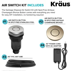 KRAUS Contemporary Flat Top Button Garbage Disposal Air Switch Kit in Antique Champagne Bronze