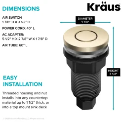 KRAUS Contemporary Flat Top Button Garbage Disposal Air Switch Kit in Antique Champagne Bronze