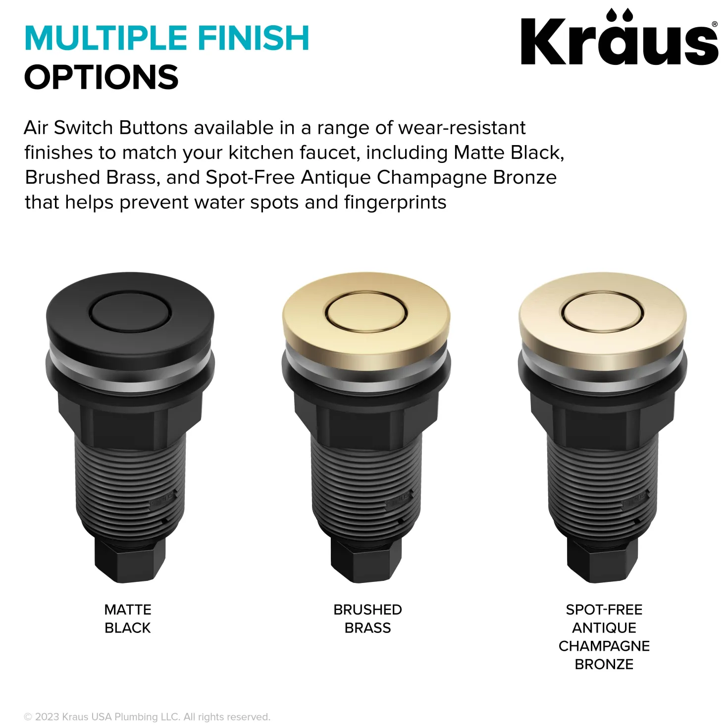 KRAUS Contemporary Flat Top Button Garbage Disposal Air Switch Kit in Brushed Brass