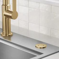 KRAUS Contemporary Flat Top Garbage Disposal Air Switch Button in Brushed Brass