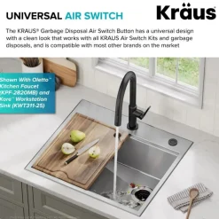 KRAUS Contemporary Flat Top Garbage Disposal Air Switch Button Matte Black