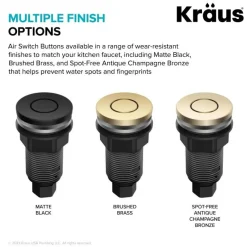 KRAUS Contemporary Flat Top Garbage Disposal Air Switch Button Matte Black