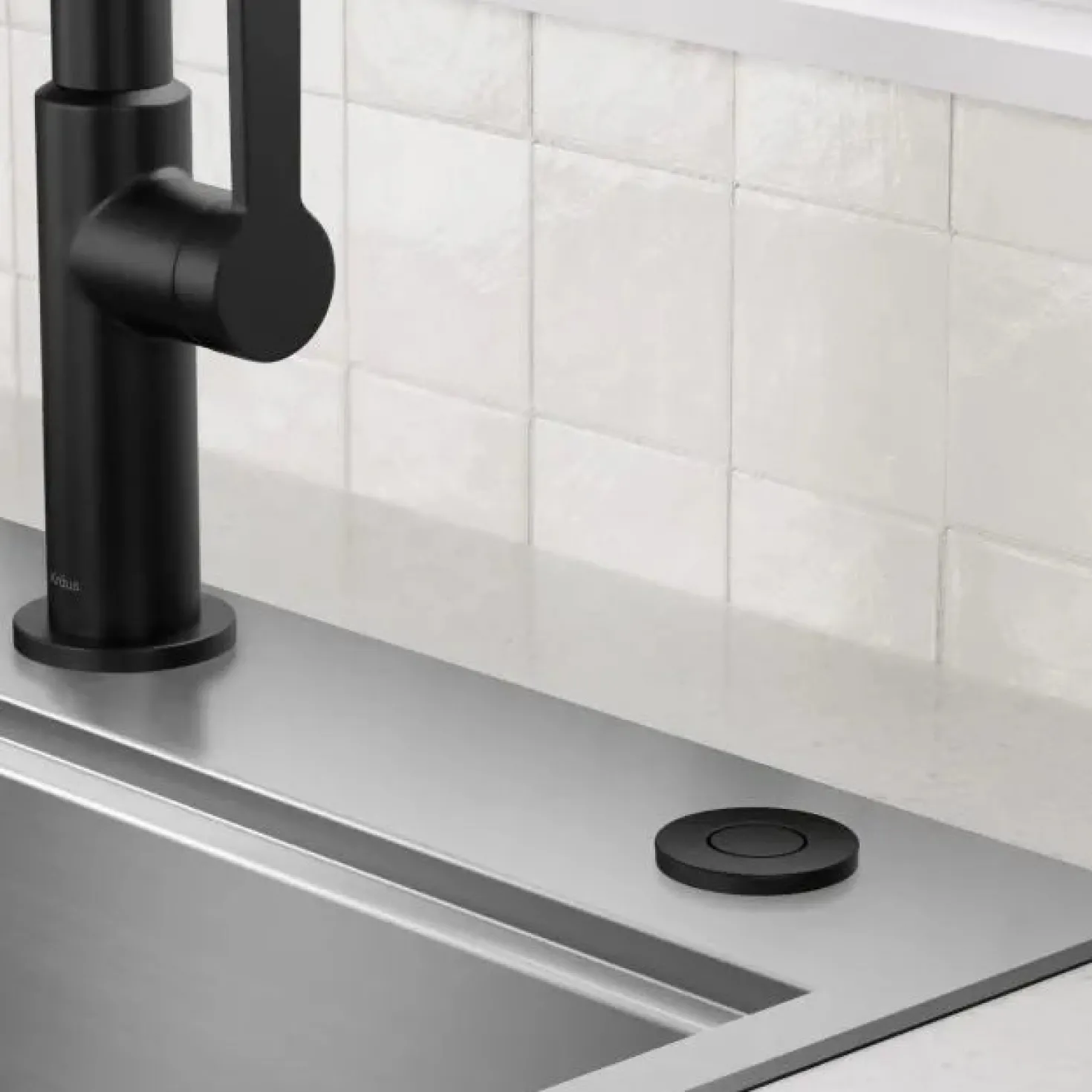 KRAUS Contemporary Flat Top Garbage Disposal Air Switch Button Matte Black