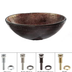 KRAUS Copper Illusion Glass Vessel Bathroom Sink with PU-MR
