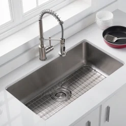 KRAUS Dex Series 33-Inch Stainless Steel Kitchen Sink Bottom Grid with Soft Rubber Bumpers