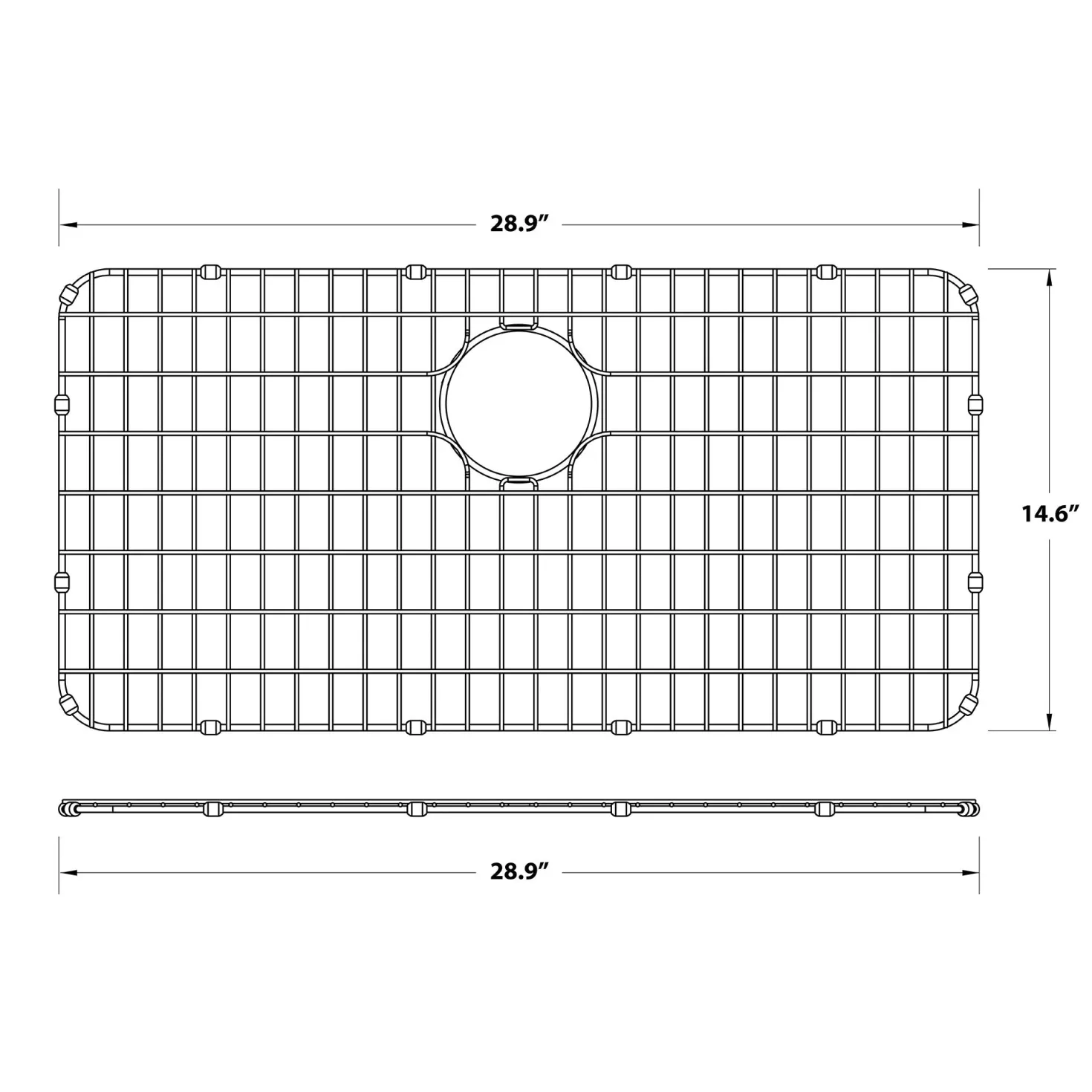 KRAUS Dex Series 33-Inch Stainless Steel Kitchen Sink Bottom Grid with Soft Rubber Bumpers