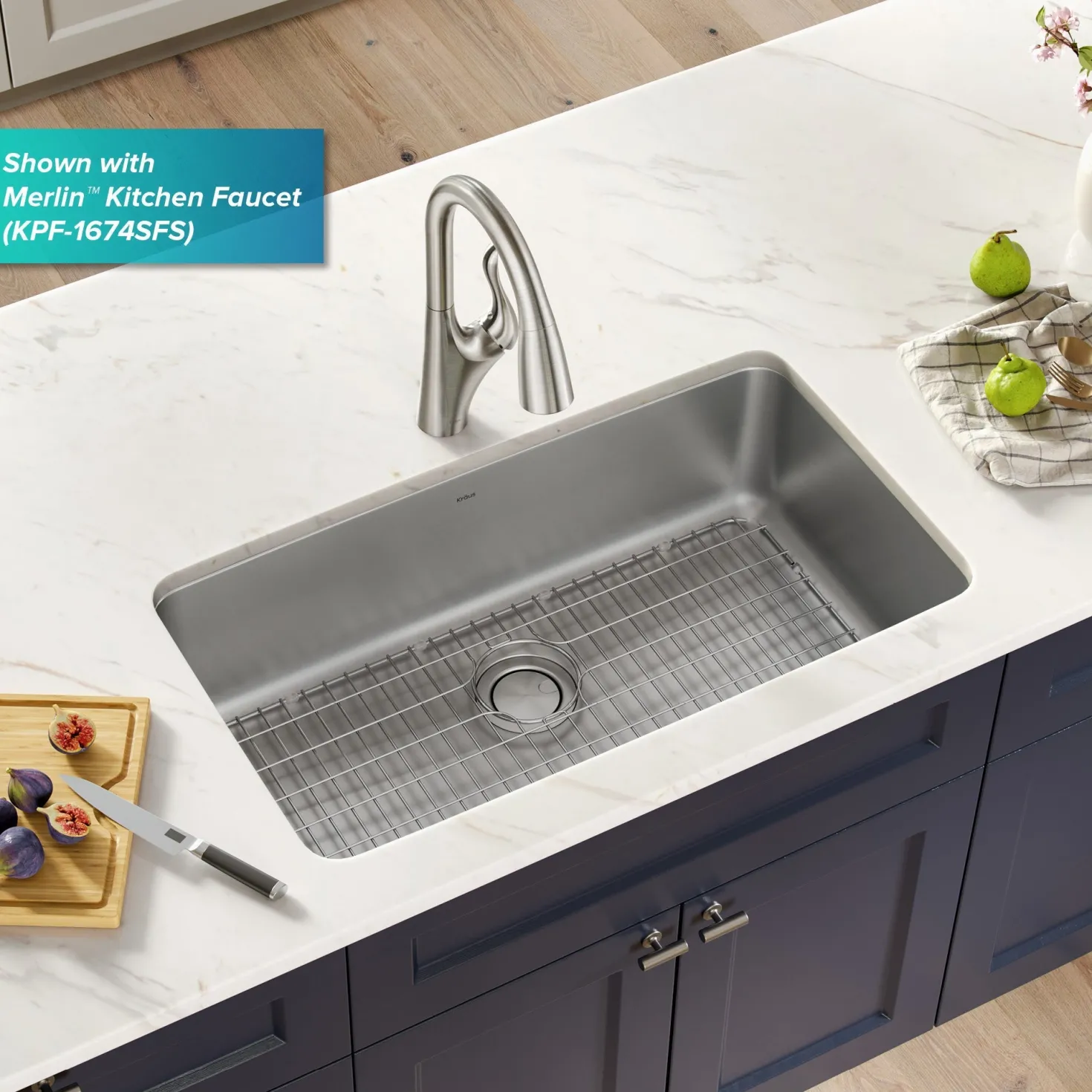 KRAUS Dex 33" Undermount 16 Gauge Stainless Steel Kitchen Sink