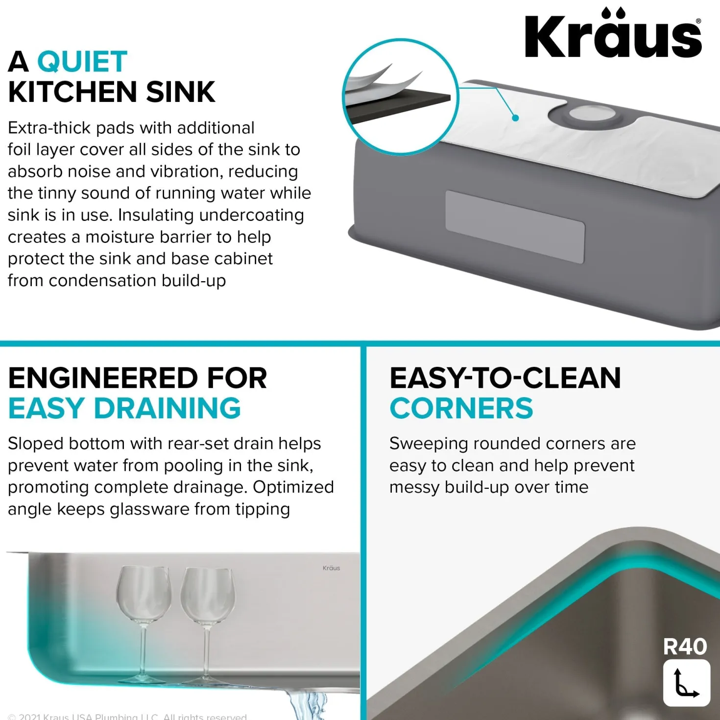 KRAUS Dex 33" Undermount 16 Gauge Stainless Steel Kitchen Sink